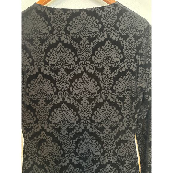 Rachel Roy Dress L Black Velvet Burnout Faux Wrap Asymmetrical Zip High Low Hem - Picture 7 of 16